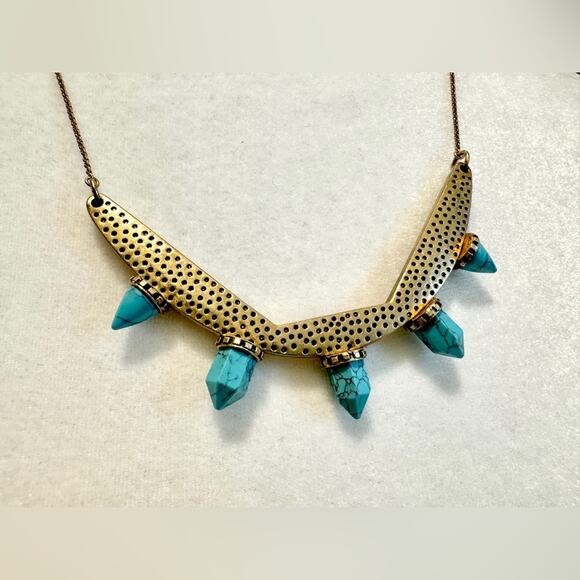 Madewell Jewelry - Madewell Statement Necklace - Gold and Turquoise